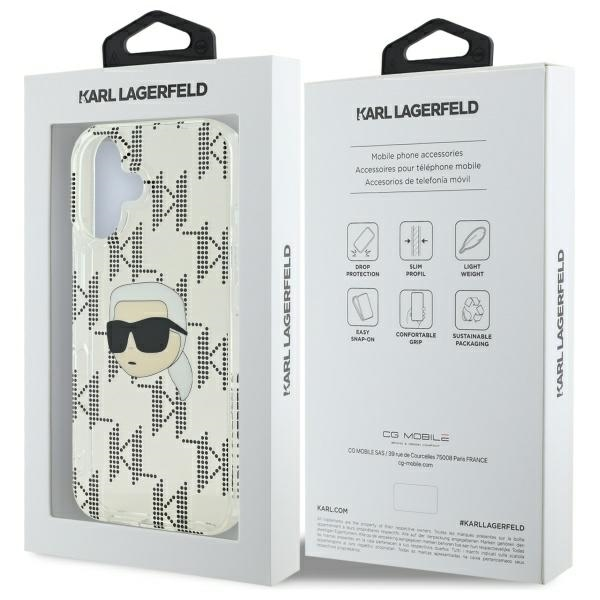 Karl Lagerfeld IML Karl Head Electroplated - dėklas skirtas Apple iPhone 16 transparent