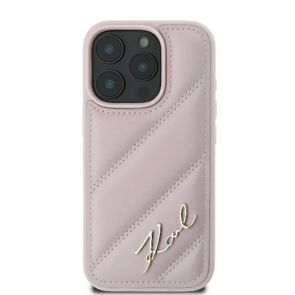 Karl Lagerfeld Quilted Signature Apple iPhone 16 - dėklas telefonui rožinės spalvos