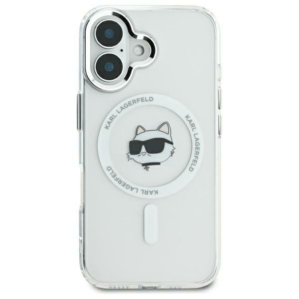 Karl Lagerfeld IML Metal Choupette Head MagSafe - dėklas skirtas Apple iPhone 16 Pro baltas