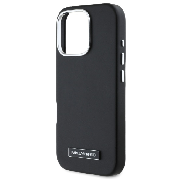 Karl Lagerfeld FW Metal Plate MagSafe - dėklas skirtas Apple iPhone 16 Pro juodas