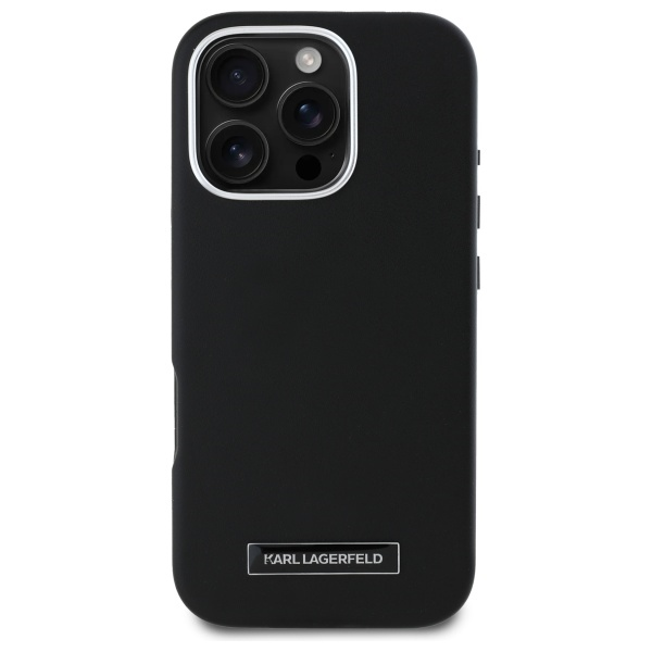 Karl Lagerfeld FW Metal Plate MagSafe - dėklas skirtas Apple iPhone 16 Pro juodas