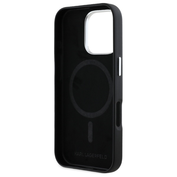 Karl Lagerfeld FW Metal Plate MagSafe - dėklas skirtas Apple iPhone 16 Pro juodas