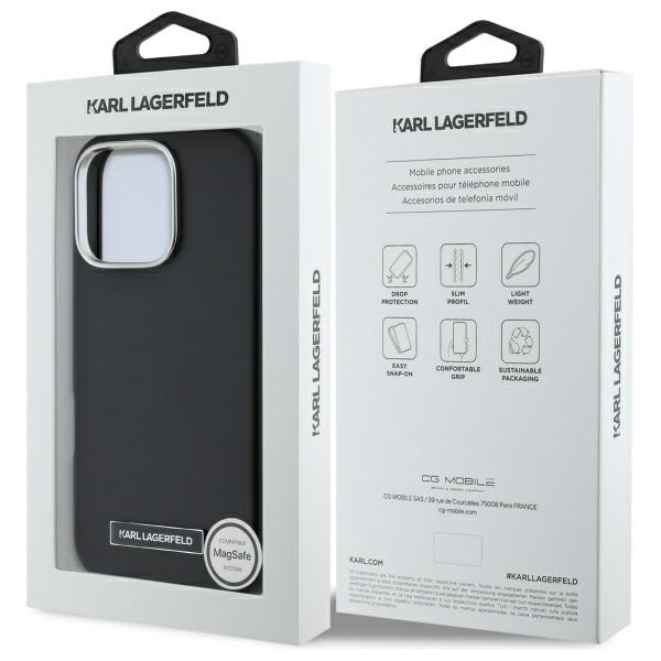 Karl Lagerfeld FW Metal Plate MagSafe - dėklas skirtas Apple iPhone 16 Pro juodas