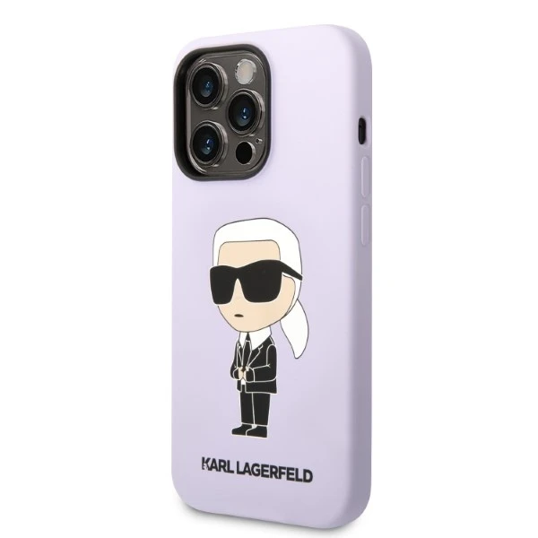 Karl Lagerfeld dėklas, skirtas iPhone 14 Pro Max 6,7 KLHCP14XSNIKBCU purpurinis kietas dėklas Silicone Ikonik