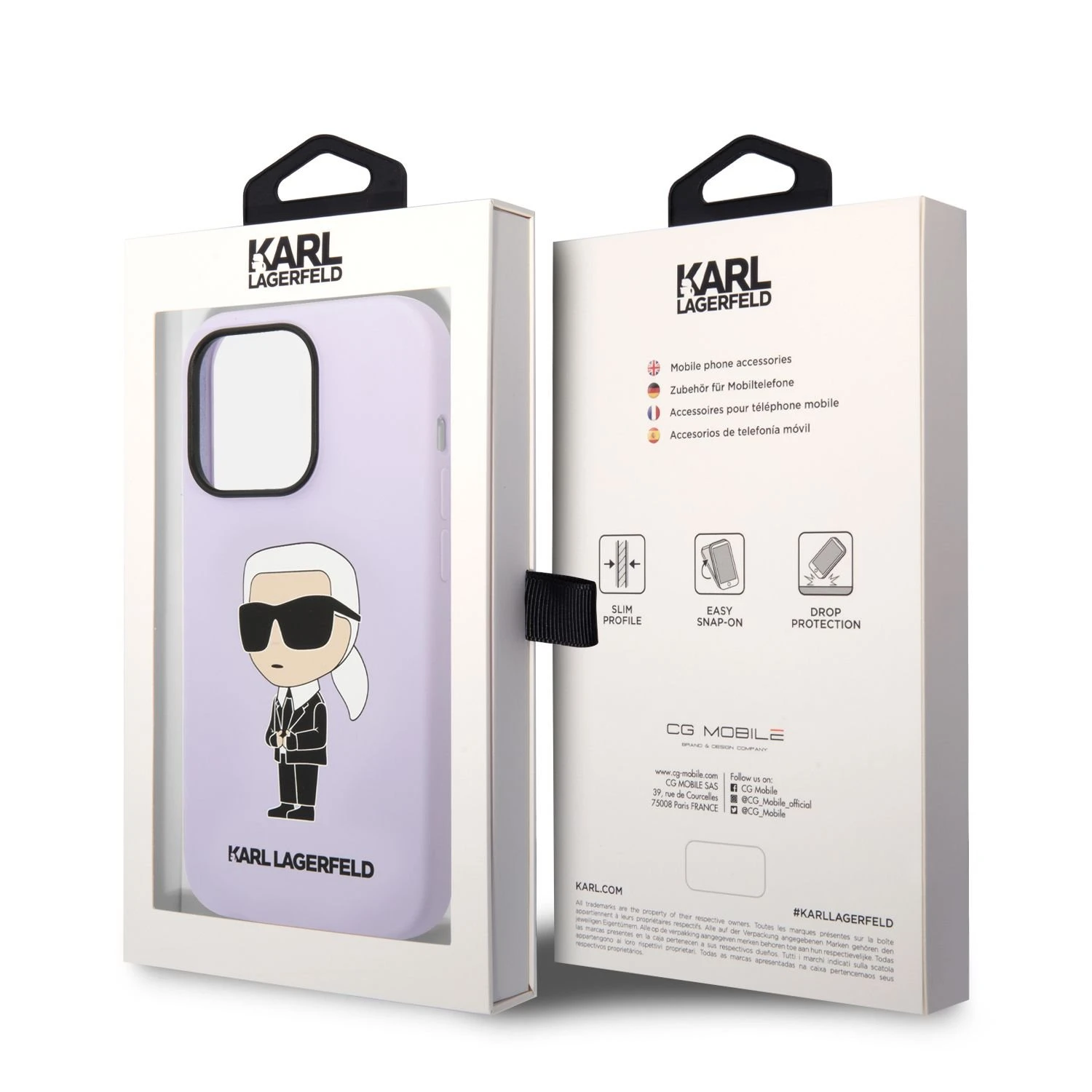 Karl Lagerfeld dėklas, skirtas iPhone 14 Pro Max 6,7 KLHCP14XSNIKBCU purpurinis kietas dėklas Silicone Ikonik