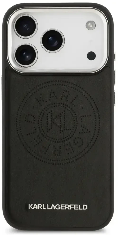 Karl Lagerfeld Point & Metal Logo MagSafe dėklas skirtas Apple iPhone 17 Pro Max juodos spalvos