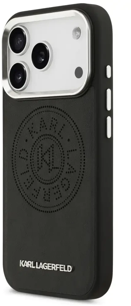Karl Lagerfeld Point & Metal Logo MagSafe dėklas skirtas Apple iPhone 17 Pro Max juodos spalvos