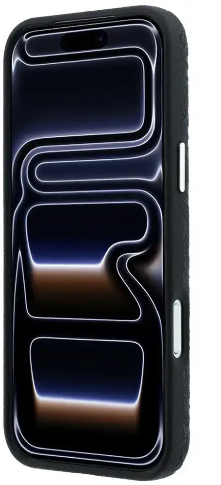 Dėklas Karl Lagerfeld Grained Allover Logo Metal Elongated MagSafe, skirtas iPhone 18 Pro / 17 Pro, juodas