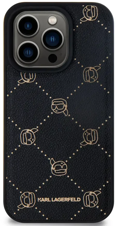 Karl Lagerfeld PU Karl Heads Pattern MagSafe dėklas telefonui Apple iPhone 15 Pro Max juodos spalvos