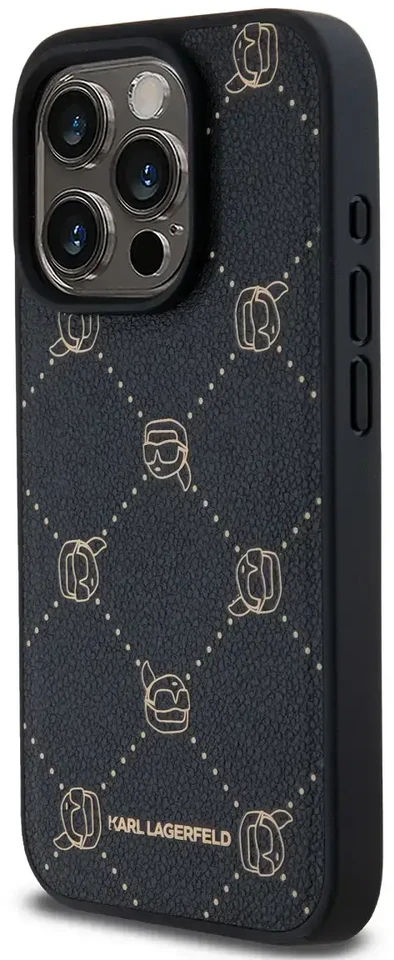 Karl Lagerfeld PU Karl Heads Pattern MagSafe dėklas telefonui Apple iPhone 15 Pro Max juodos spalvos