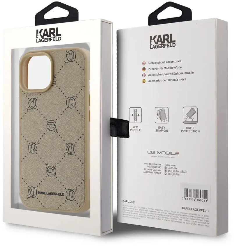 Dėklas Karl Lagerfeld KLHMP15SPGKHPHE Apple iPhone 15 6.1″ beige Magsafe Karl Heads