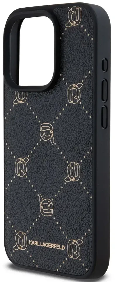 Karl Lagerfeld PU Karl Heads Pattern MagSafe dėklas telefonui Apple iPhone 15 Pro Max juodos spalvos