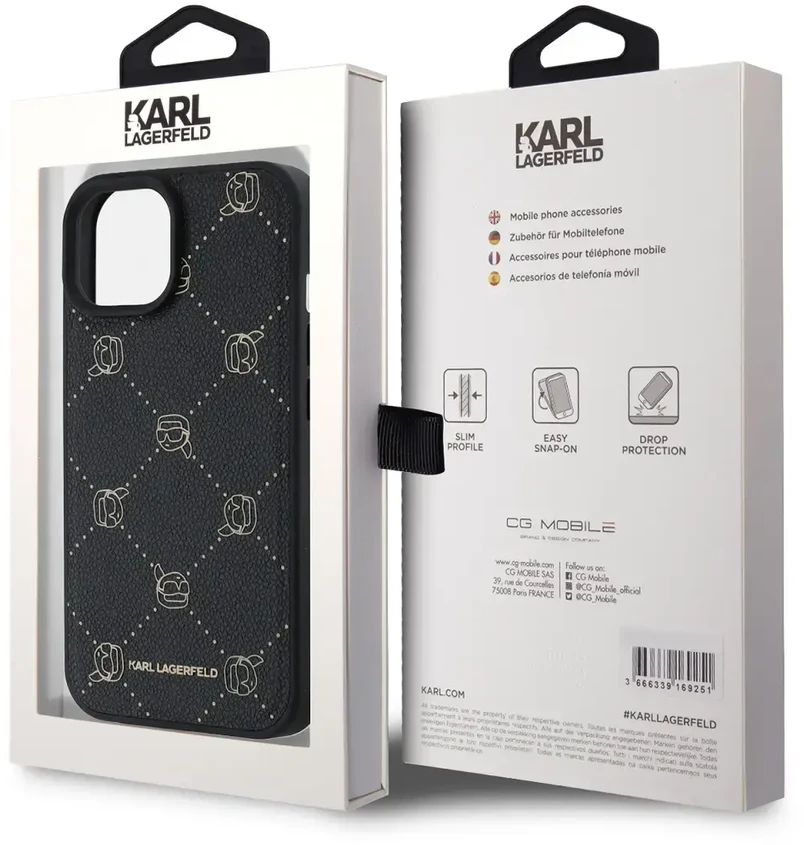 Dėklas Karl Lagerfeld KLHMP15SPGKHPHK Apple iPhone 15 6.1″ juodos spalvos Magsafe Karl Head