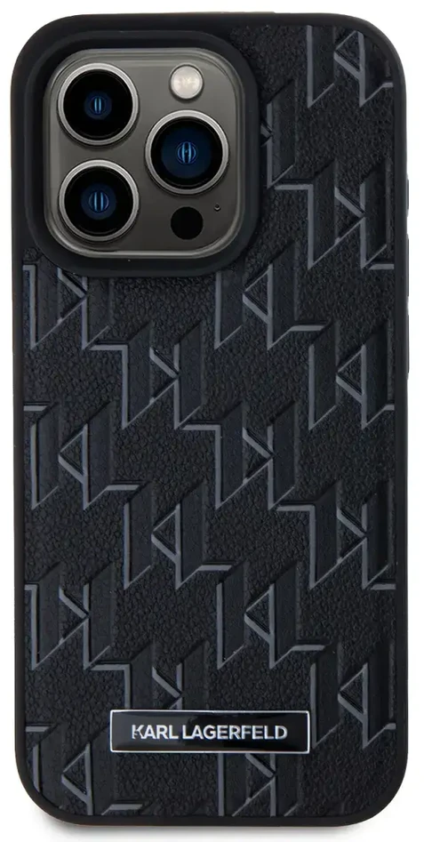 Karl Lagerfeld KLHMP15LPKHPORPK Apple iPhone15 Pro 6.1″ kietas dėklas juodos spalvos Leather Monogram Metal Logo MagSafe