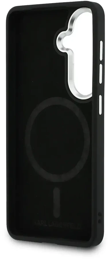 Karl Lagerfeld PU RSG logotipo telefono dėklas su MagSafe laikikliu, skirtas Samsung Galaxy S26+, juodas