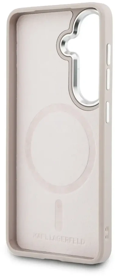 Karl Lagerfeld PU RSG logotipo telefono dėklas su MagSafe laikikliu, skirtas Samsung Galaxy S26 (S942) rožinis