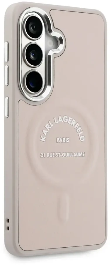 Karl Lagerfeld PU RSG logotipo telefono dėklas su MagSafe laikikliu, skirtas Samsung Galaxy S26 (S942) rožinis