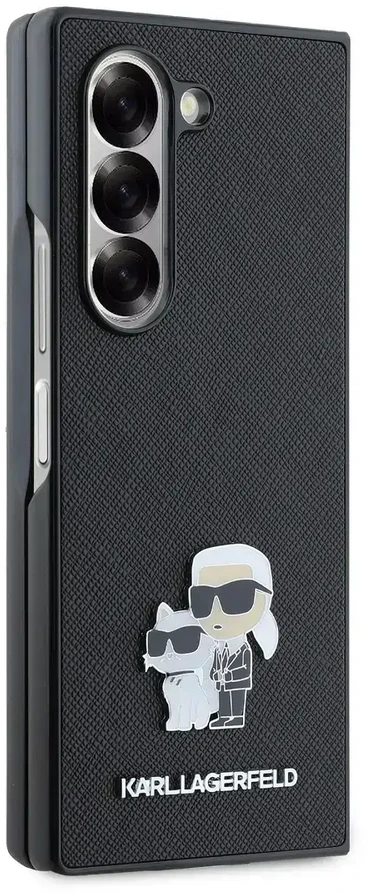 Karl Lagerfeld dėklas skirtas Samsung Galaxy Z Fold 6 KLHCZFD6SAPKCNPK (HC Saffiano KC Metal Pin) juodos spalvos