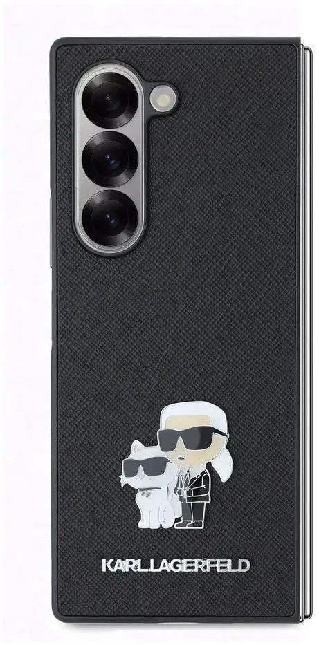 Karl Lagerfeld dėklas skirtas Samsung Galaxy Z Fold 6 KLHCZFD6SAPKCNPK (HC Saffiano KC Metal Pin) juodos spalvos