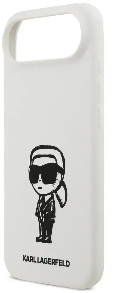 „Karl Lagerfeld“ silikoninis „Karl Sketch & Logo MagSafe“ dėklas, skirtas „iPhone 17 Air“ – Baltas