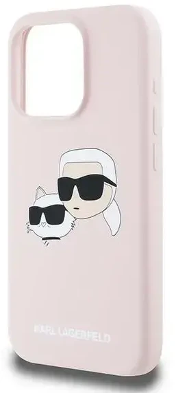 Apple iPhone 15 Pro Max Karl Lagerfeld dėklas Silicone Karl & Choupette Magsafe (KLHMP15XSKCHPPLP) rožinės spalvos