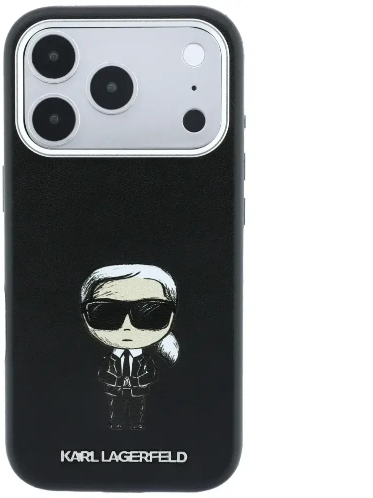 Karl Lagerfeld dėklas IPHONE 18 Pro/ 17 Pro, suderinamas su MagSafe (Smooth Ikonik Sketch) juodas