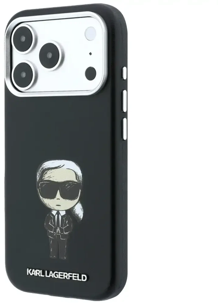 Karl Lagerfeld dėklas IPHONE 18 Pro/ 17 Pro, suderinamas su MagSafe (Smooth Ikonik Sketch) juodas