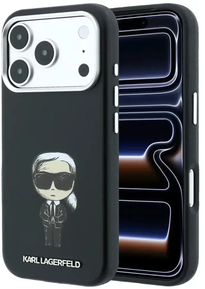 Karl Lagerfeld dėklas IPHONE 18 Pro/ 17 Pro, suderinamas su MagSafe (Smooth Ikonik Sketch) juodas