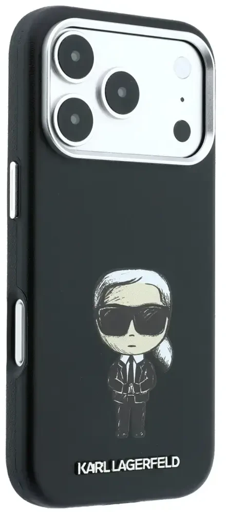 Karl Lagerfeld dėklas IPHONE 18 Pro/ 17 Pro, suderinamas su MagSafe (Smooth Ikonik Sketch) juodas