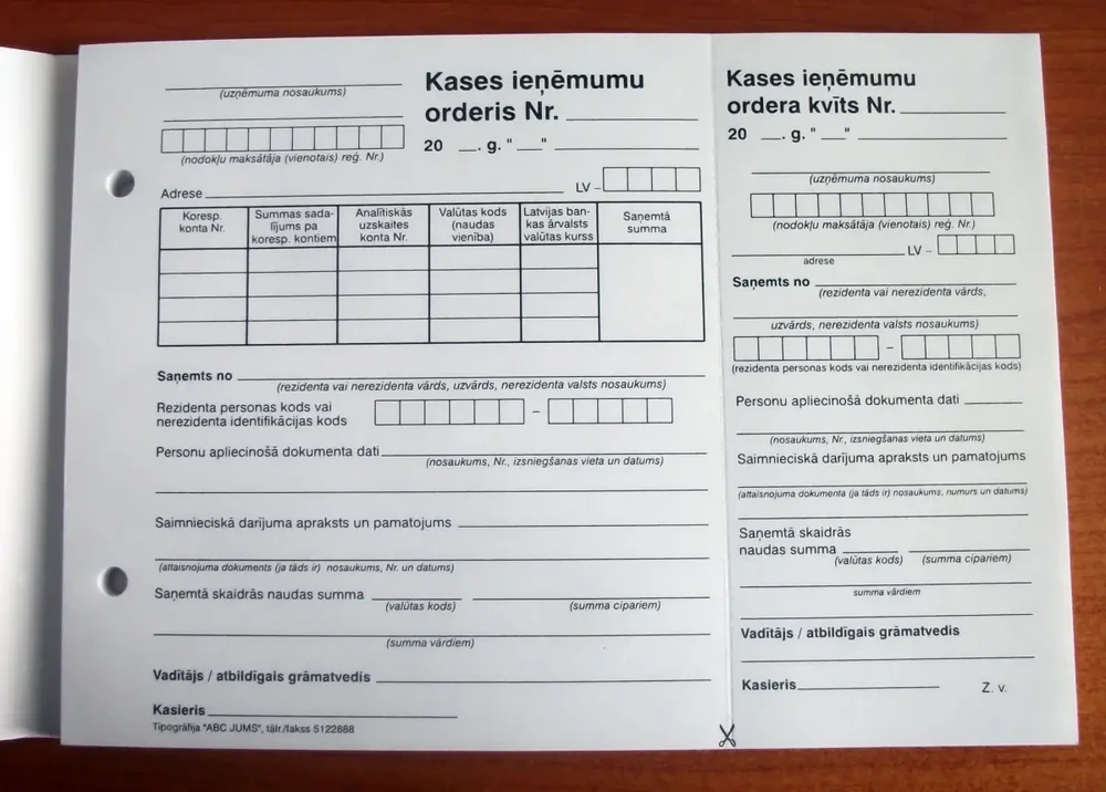 Kasos kvito orderis A5V