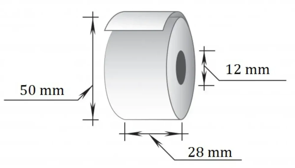 Technoinform Terminė kasos juosta, plotis 28mm, ilgis 25m, įvorė 12mm, sersmuo 50mm, 10vnt./pak.
