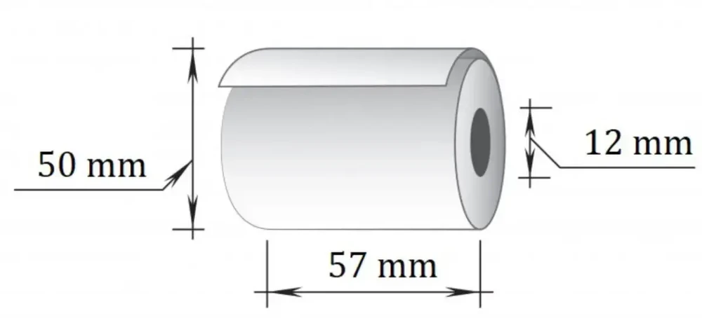 Technoinform Terminė kasos juosta, plotis 57mm, ilgis 30m, įvorė 12mm, skersmuo 50mm, 10vnt./pak.