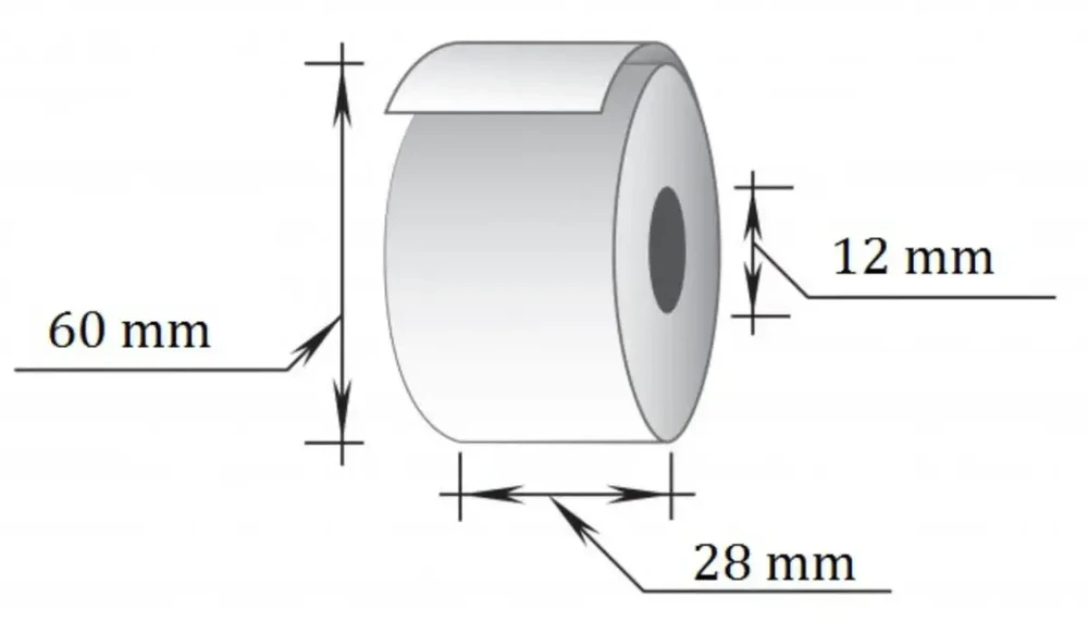 Technoinform Terminė kasos juosta, plotis 28mm, ilgis 40m, įvorė 12mm, skersmuo 60mm, 10vnt./pak.