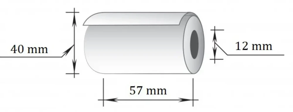 Technoinform Terminė kasos juosta, plotis 57mm, ilgis 18m, įvorė 12mm, skersmuo 40mm, 10vnt./pak.