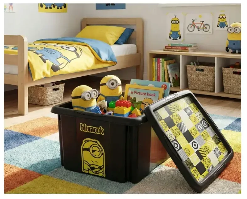 Lumarko Laikymo dėžė su dangčiu 24L Karolina „Minions Mosaic“ 42.5x35.5x22.5cm juodas