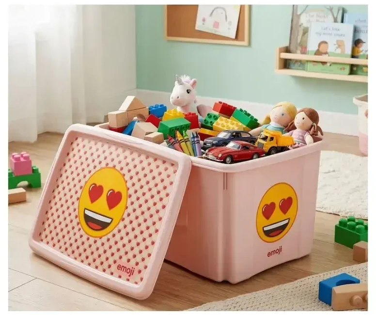 Starpak Laikymo dėžė su dangčiu 45L Karolina „Emoji Hearts“ 55.5x40x30cm rožinė