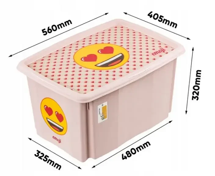 Starpak Laikymo dėžė su dangčiu 45L Karolina „Emoji Hearts“ 55.5x40x30cm rožinė