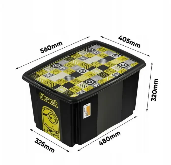 Starpak Laikymo dėžė su dangčiu 45L Karolina „Minions Mosaic“ 55.5x40x30cm juodas