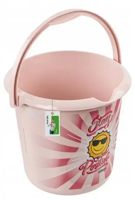 Lumarko Keeeper Bucket dekoruotas kibiras 10L Ilvie „Emoji Stay Positive“ Ø30x28cm rožinis