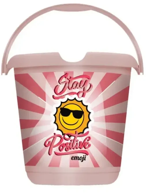 Lumarko Keeeper Bucket dekoruotas kibiras 10L Ilvie „Emoji Stay Positive“ Ø30x28cm rožinis