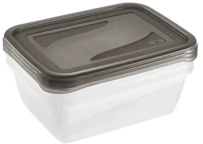 Stoneline Keeeper Food container set rectangular 3x1,25L Fredo "Fresh" transparent/crystal pilka