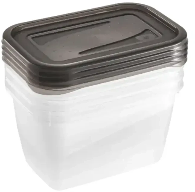 Stoneline Keeeper Food container set rectangular 4x0,75L Fredo "Fresh" transparent/crystal pilka