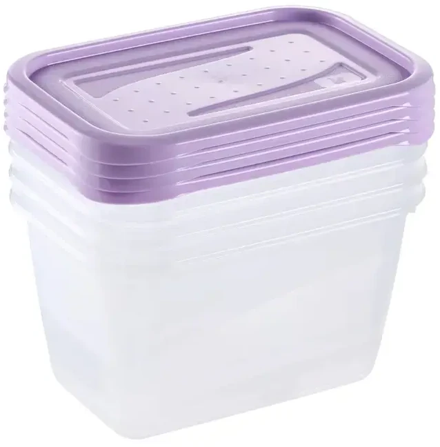 Keeeper Food container set rectangular 4x0,75L Fredo "Fresh" transparent/light violetinė