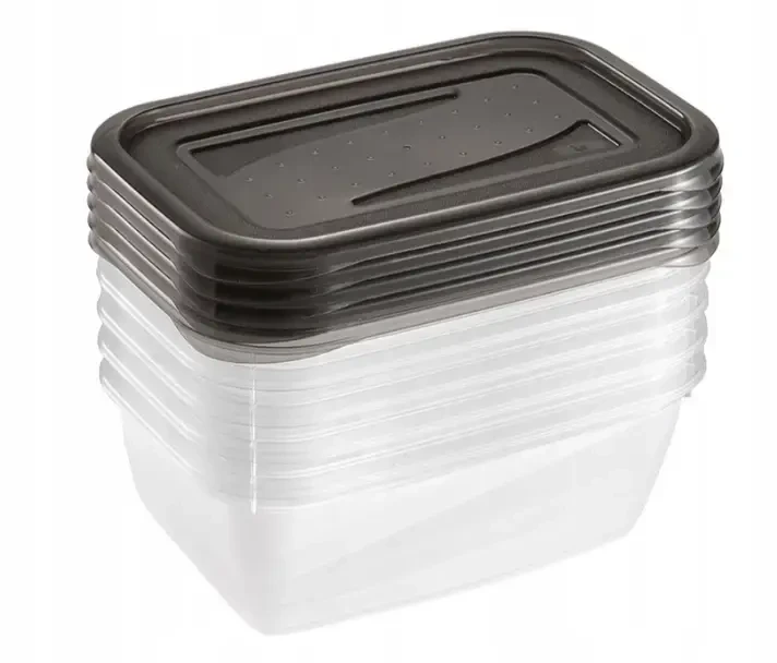 Stoneline Keeeper Food container set rectangular 5x0.5L Fredo "Fresh" transparent/crystal pilka