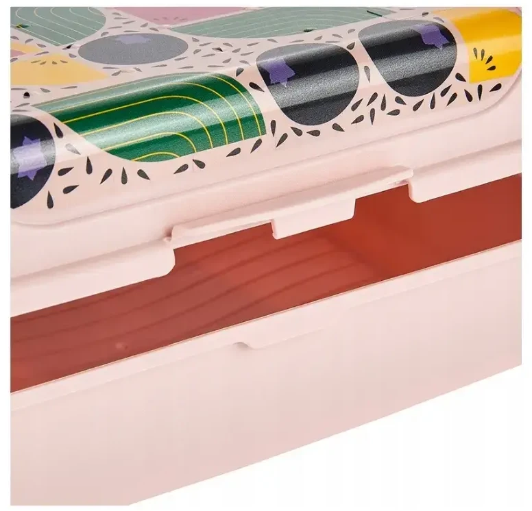 Mpl Power Keeeper maisto laikymo indelis su dekoratyvine spustelėjimo formos dėžute midi 1 l Carla „Vaisiai“ 17 x 13 x 7 cm rožinis