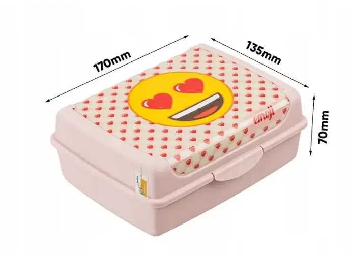 Mpl Power Keeeper maisto laikymo indelis „deco-click-box midi“, 1 l, Carla, „Emoji Hearts“, 17 x 13 x 7 cm, rožinis