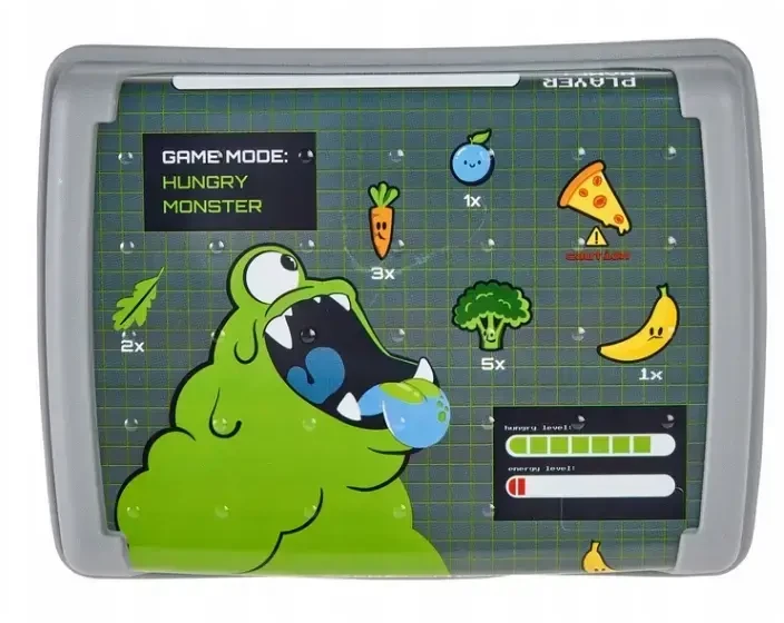 Mpl Power Keeeper maisto laikymo indelis su dekoratyvine spragtelėjimo formos dėžute, mini, 0,5 l, Carla „Monster“, 17 x 13 x 3,5 cm, pilka