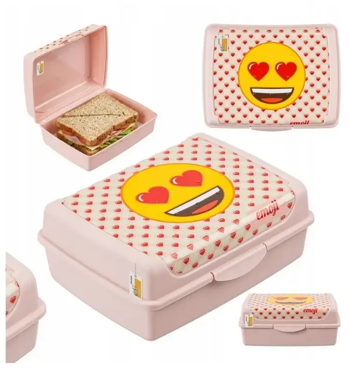 Mpl Power Keeeper maisto laikymo indelis „deco-click-box midi“, 1 l, Carla, „Emoji Hearts“, 17 x 13 x 7 cm, rožinis