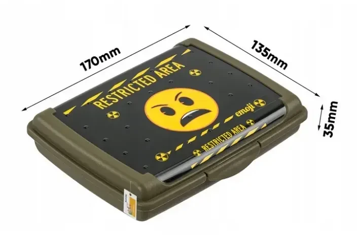 Mpl Power Keeeper maisto laikymo indelis „deco-click-box mini“ 0,5 l Carla „Emoji Danger“ 17 x 13 x 3,5 cm alyvuogių spalvos