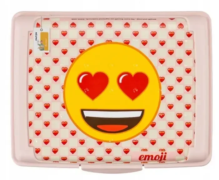 Mpl Power Keeeper maisto laikymo indelis su dekoratyvine spragtelėjimo formos dėžute, mini, 0,5 l, Carla, „Emoji Hearts“, 17 x 13 x 3,5 cm, rožinis
